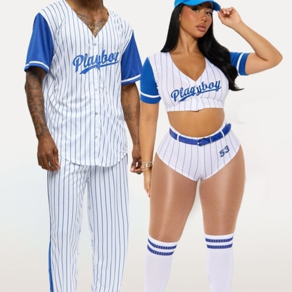 PLAYBOY Women's Blue and White Striped set